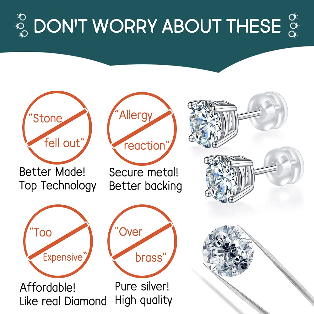 Moissanite Stud Earrings for Women,Sterling Silver 925 Earrings Jewelry Engagement Gifts for Women Men