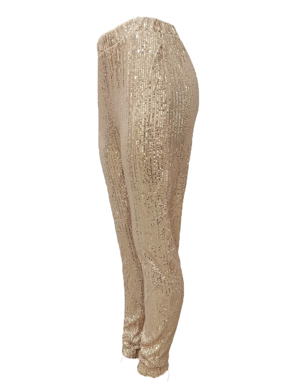 Women Casual Sequin Sparkle Glitter High Waist Pencil Pants Trousers