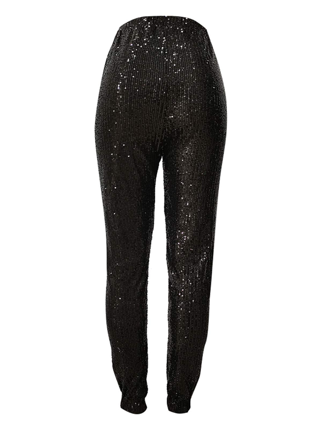 Women Casual Sequin Sparkle Glitter High Waist Pencil Pants Trousers