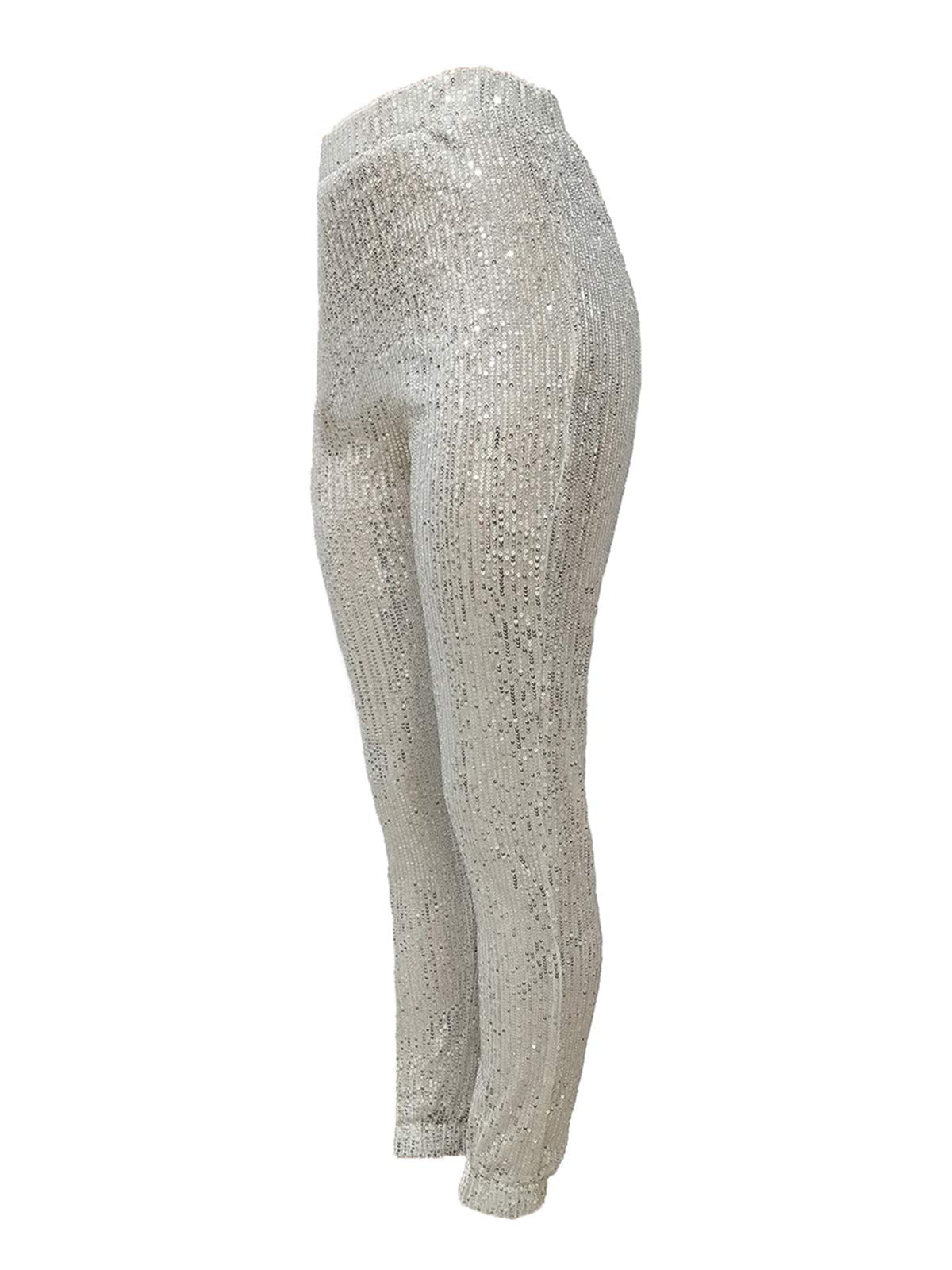 Women Casual Sequin Sparkle Glitter High Waist Pencil Pants Trousers