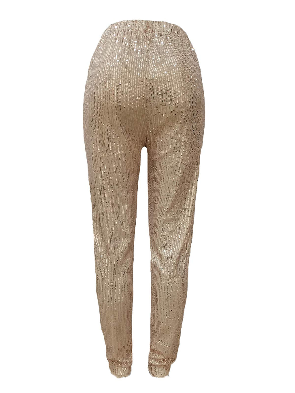 Women Casual Sequin Sparkle Glitter High Waist Pencil Pants Trousers