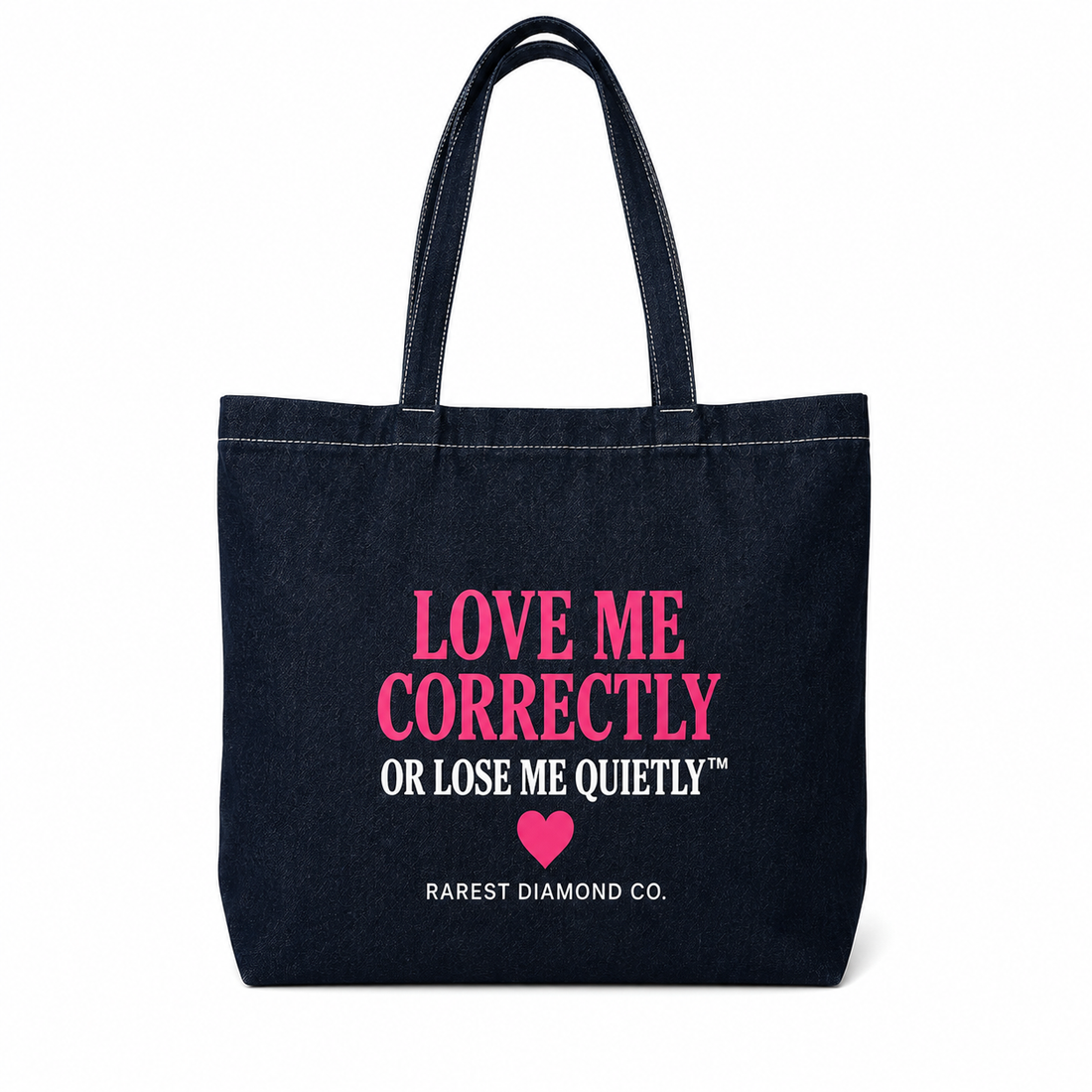 Love Me Correctly Denim Tote Bag