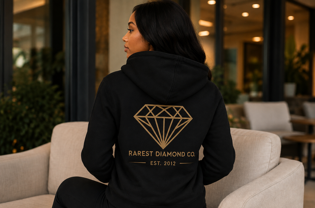 Rarest Diamond® Co. Signature Zip Hoodie – Black/Gold
