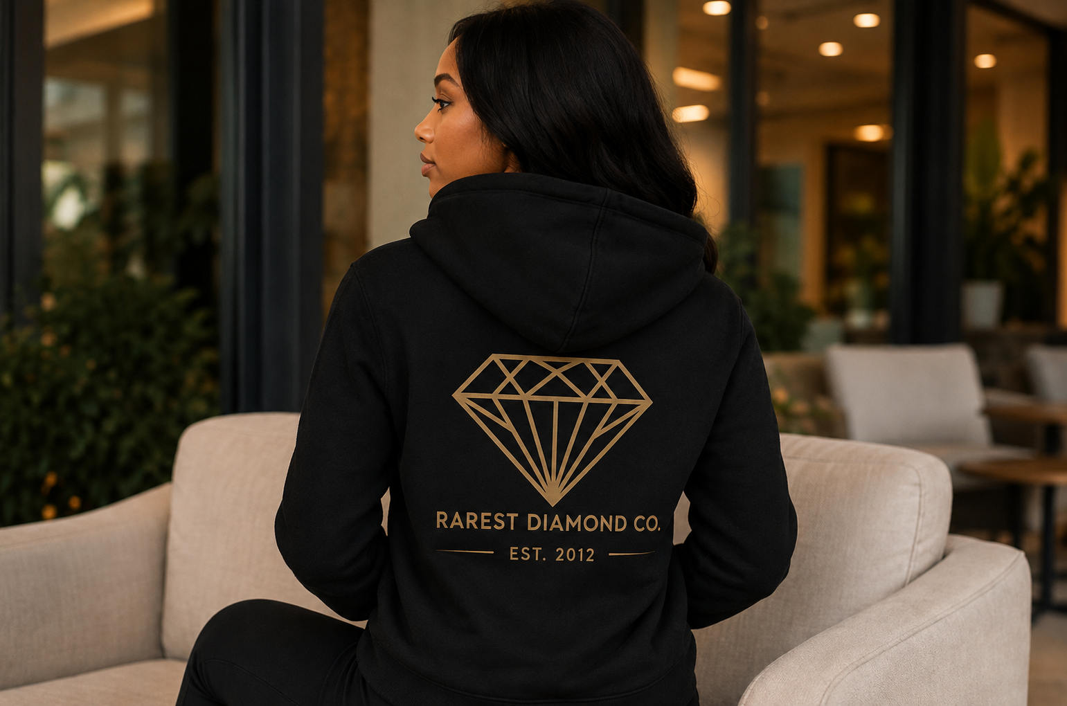 Rarest Diamond® Co. Signature Zip Hoodie – Black/Gold