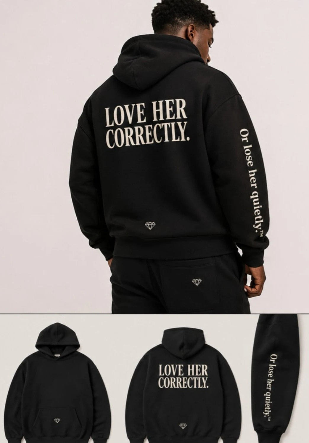 Love Her Correctly™ Oversized Hoodie – Black | Rarest Diamond® Co.
Description
Love Her Correctly™