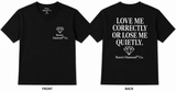 LOVE ME CORRECTLY™ OR LOSE ME QUIETLY™ Women's Graphic T-Shirt | Pink | Rarest Diamond® Co.