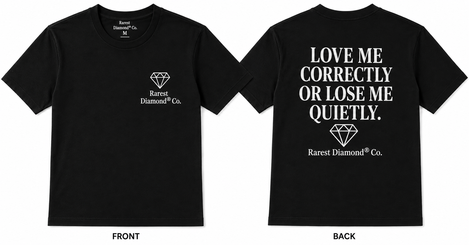 LOVE ME CORRECTLY™ OR LOSE ME QUIETLY™ Women's Graphic T-Shirt | Pink | Rarest Diamond® Co.
