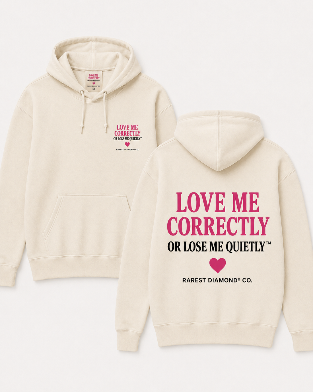 Cream Diamond Fleece Hoodie (Back print)