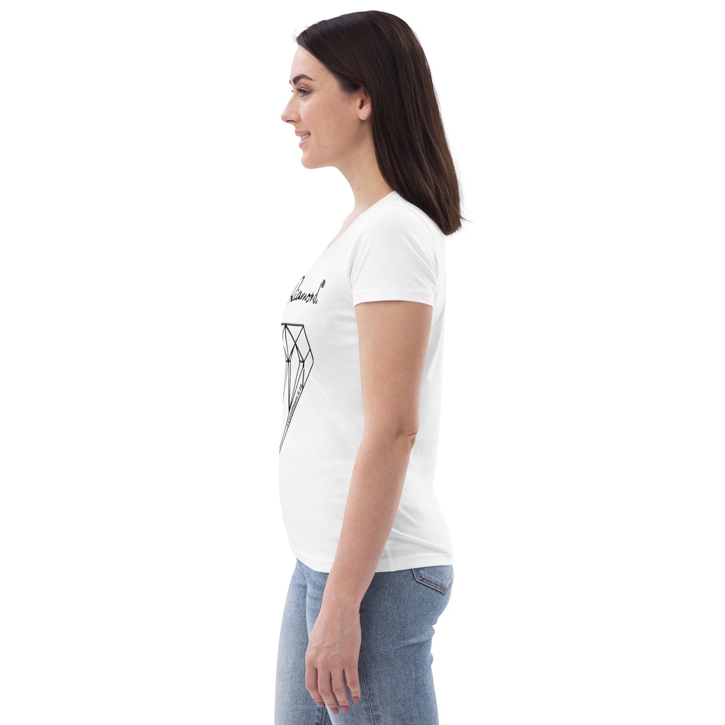 Women's Fitted Eco White Diamond Tee