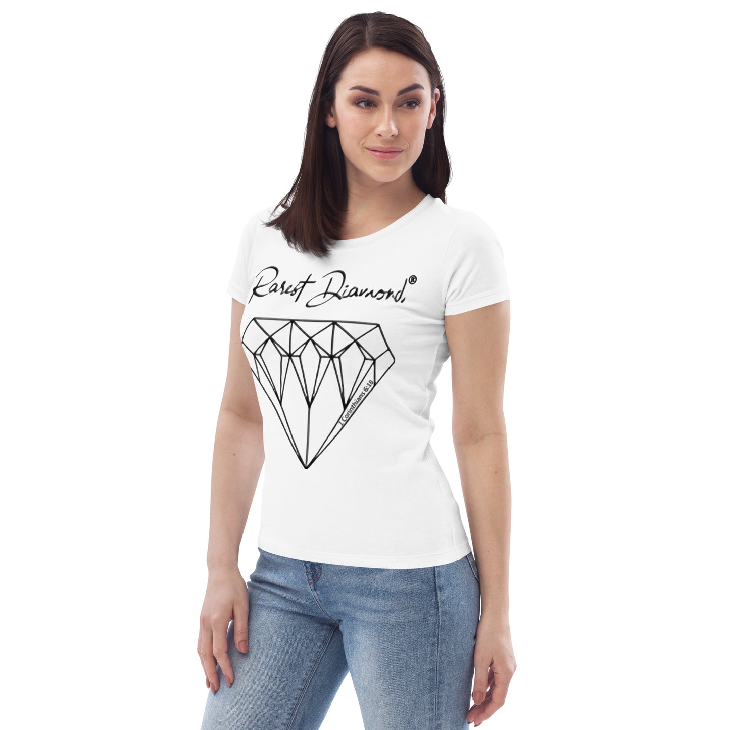 Women's Fitted Eco White Diamond Tee